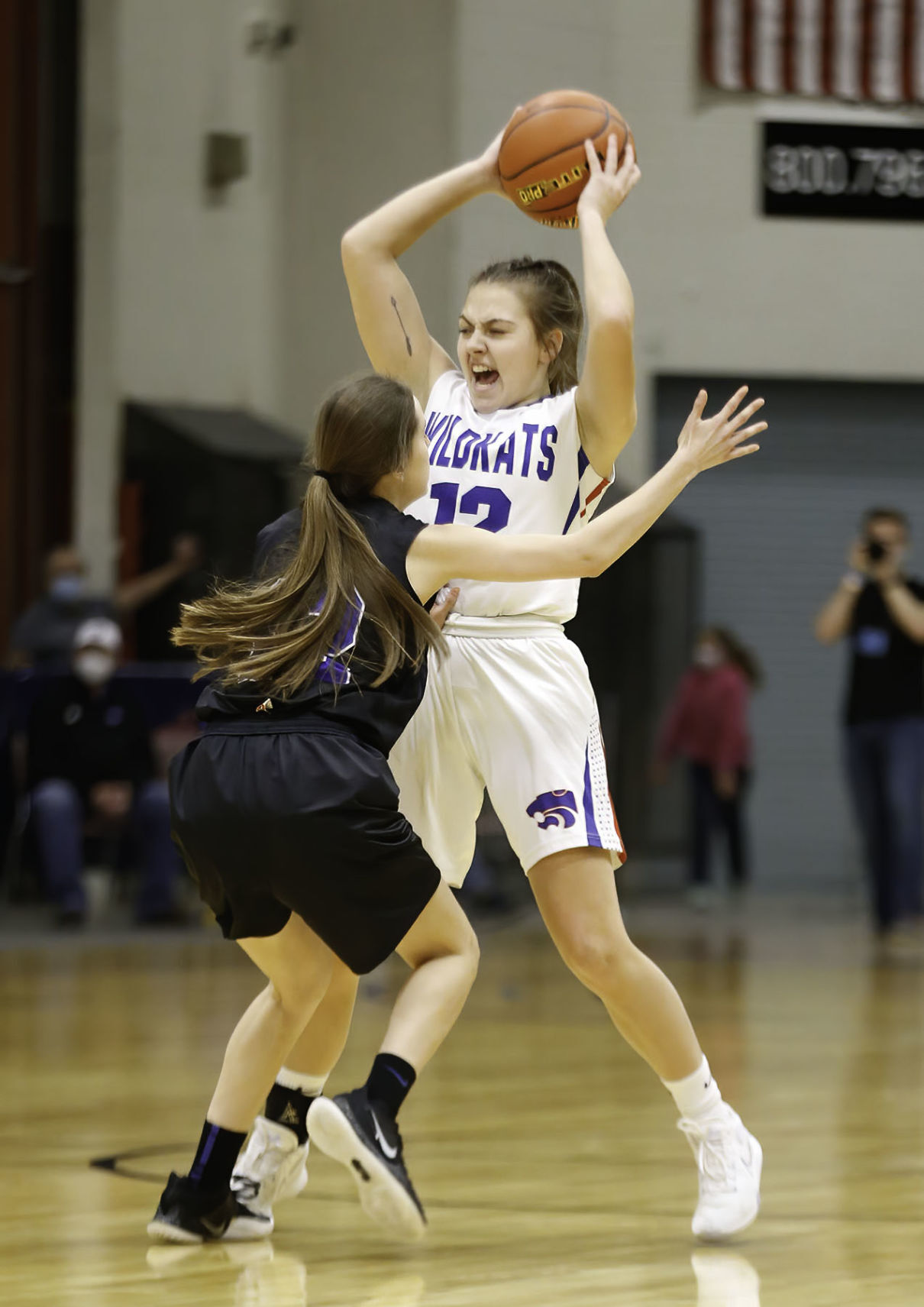 Class A girls Columbia Falls LaKia Hill and Havre's Kylie Walker